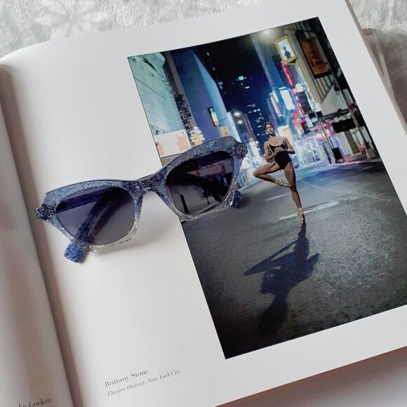 NWOT Burberry blue glitter square cat eye sunglasses - Picture 7 of 14